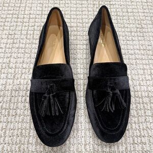 J. Crew Black Velvet Tassel Loafers